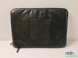 an image of a black leather laptop case with a zipper on it