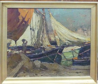 a picture of a painting of a boat on the water