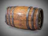 a close up of a wooden barrel on a gray background