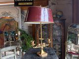 a lamp that is on a table in a room