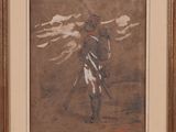 tableau représentant un homme à cheval, un pistolet à la main