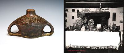 deux photos d'un vase et une photo d'une table
