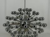 chrome ball chandelier with chrome balls on a metal rod