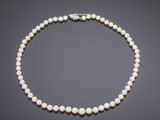 a cultured pearl and diamond necklace