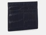 black croc embossed leather card holder