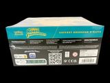 the box is open on a black background with a qr code and a qr code