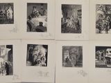 plusieurs photographies en noir et blanc représentant des personnes dans un salon