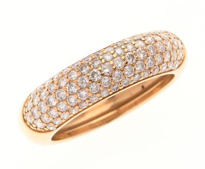 Large ALLIANCE en or jaune 750 °/°° à demi-cercle pavé de di…