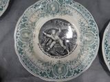 three plates with a picture of a man and a woman on them