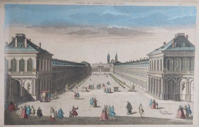 une image représentant un dessin d'un grand bâtiment avec une tour horloge en arrière-plan