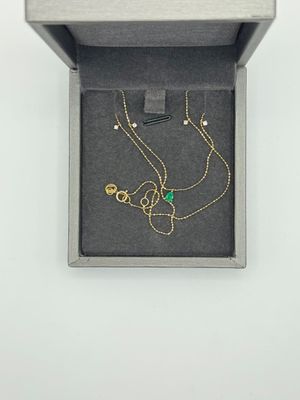 Collier en or jaune 750°/°° agrémenté de quatre petits brillants et re - Photo 1