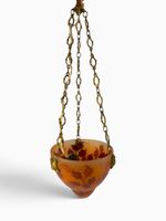 Verrerie de LEUNE (1861-1930) : Lustre coupole à décor de br… (photo 2)