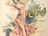an old french poster advertising a woman in a pink dress
