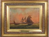 an image of a painting of sailboats in a body of water