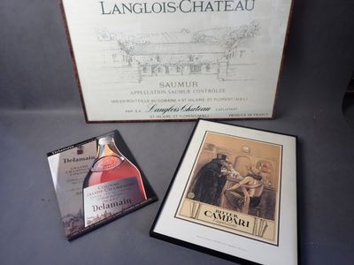 Lot comprenant: 3 publicités dont Delamain , Campari domaine…