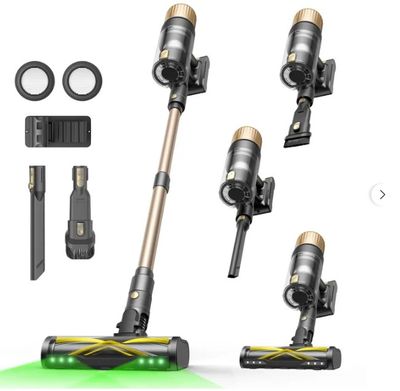 a close up of four different types of vacuum cleaners on a white background