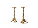paire de chandeliers anciens en laiton