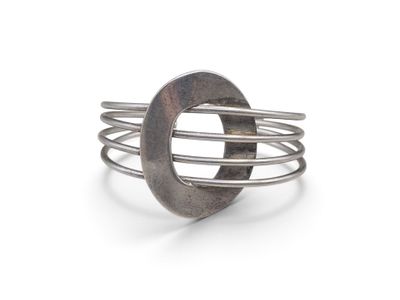 a close up of a ring with a metal ring on top of it