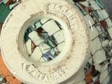 a close up of a vase with a design on it