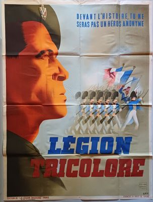 an old movie poster of a man in a military uniform in front of a line of soldiers
