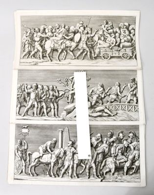 deux gravures représentant une scène de bataille avec un homme à cheval et un homme sur un cheval