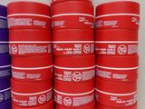 a lot of red and purple boxes stacked on top of each other