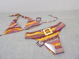 striped bikini set with belt and matching belt