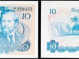 quatre images différentes d'un billet de dix dollars sur lequel figure l'image d'un bateau