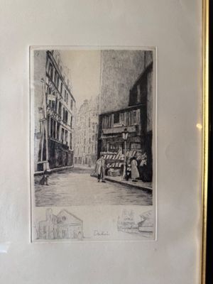 Les bouquinistes de Paris, estampe, cadre 55 x 36
