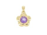 un pendentif en or jaune orné d'une pierre violette au centre