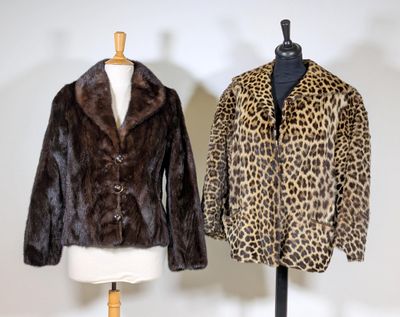 pair of leopard fur coats on mannequins on display