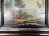 a painting on the wall of a room with a painting on the wall