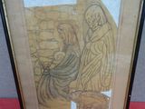 tableau représentant une femme et un homme assis devant un panier