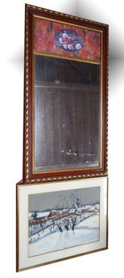 TRUMEAU en bois laqué orné d'une reproduction (130 x 75 cm) …