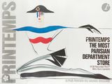 une image représentant une affiche publicitaire pour un magasin, sur laquelle figure une femme en robe et avec un chapeau