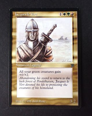 a close up of a card with a picture of a knight holding a sword
