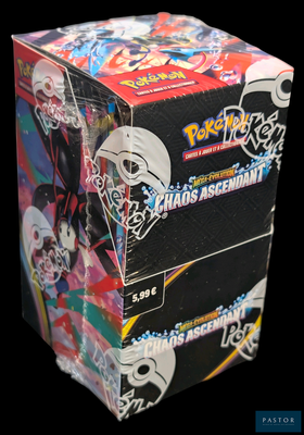 a box of pokemon trading cards on a black background