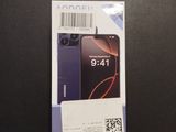 a close up of a purple phone in a package on a table