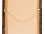 an old wooden frame with a rope hanging from it ' s side
