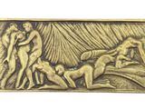 an image of a bronze plaque depicting a group of people
