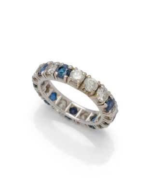 a diamond and sapphire eternity ring