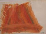 an image of a painting of orange and red paint on a piece of paper