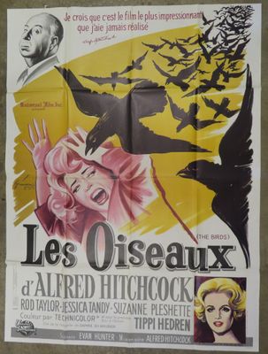 an old movie poster for les oiseaux, starring the birds and the woman