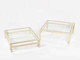 pair of brass and glass coffee tables