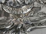 a silver plate with a decorative design on it