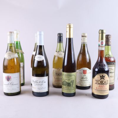 plusieurs bouteilles de vin sont alignées sur une surface blanche