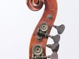 un gros plan du manche d'un violon sur fond blanc