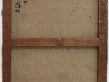 an old wooden frame with a drawing on it on a white wall