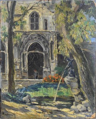 Pierre MANDONNET (1891-1970) - Paysage à la fontaine devant …