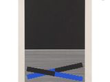 an image of a black and blue painting on a white wall